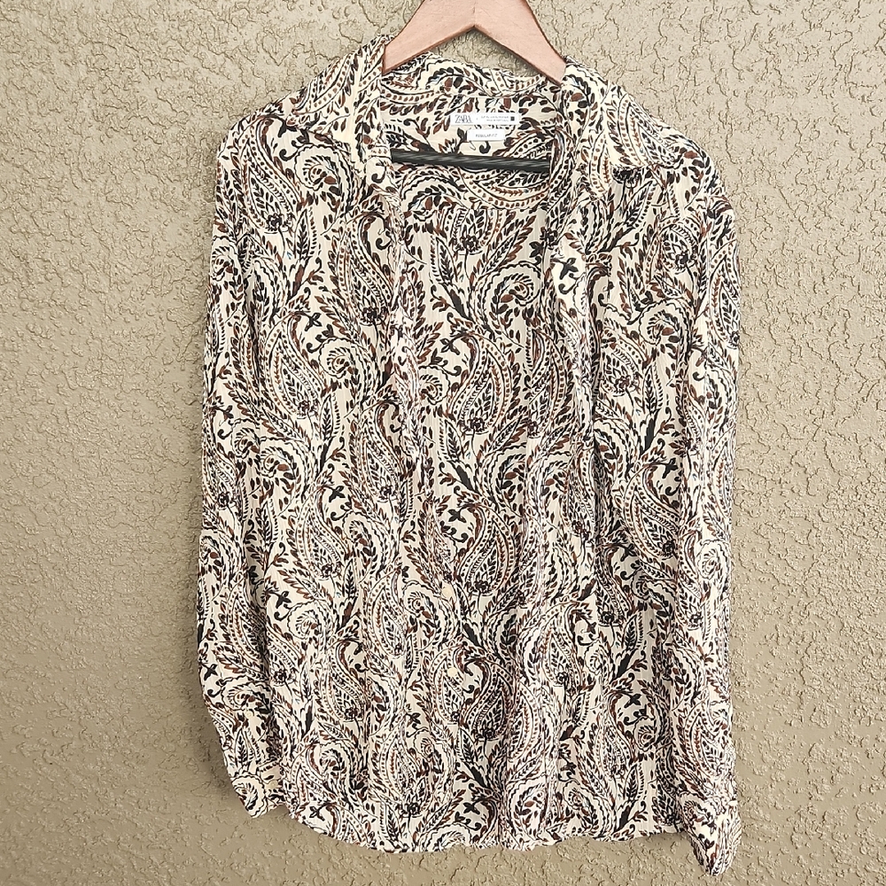 Zara Paisley Button Down Shirt Regular Fit